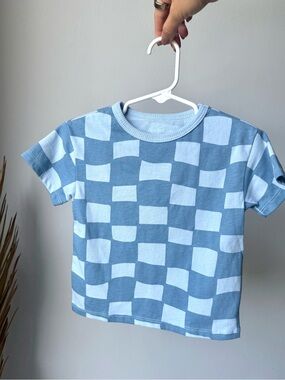 NWOT Cat & Jack Baby 18M Two-Tone Blue Wavy Checker Tee
